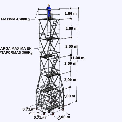 Andamio certificado 11 base ampliada x 4